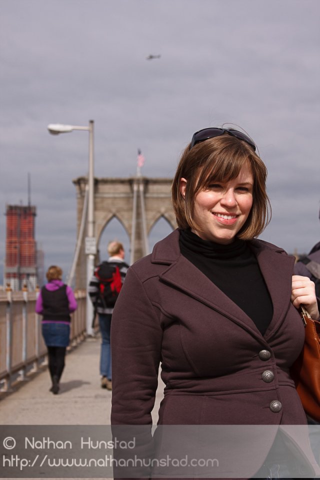 Julia Miller on the Brooklyn Bridge